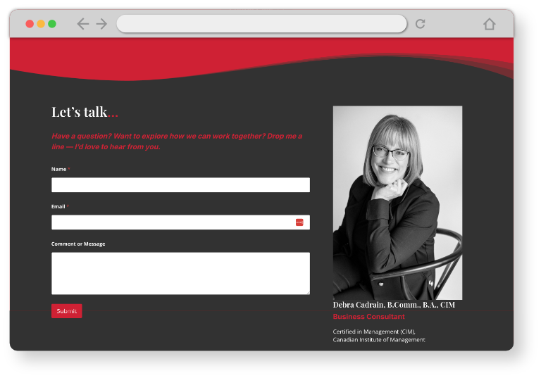 EDGE Business Consulting Footer and Contact form, Email Deliverability, Website Hosting and Maintenance by Tieulie Digital